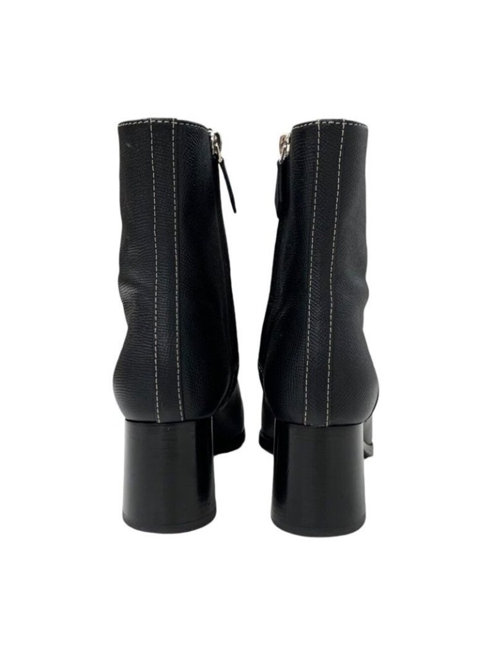 Hermes Flats Boots Short Shoes Leather Black Stitching - Picture 6 of 10